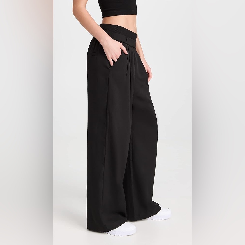 Lioness Schiffer Wide Leg Pull-on Pants Black Size XXL High Rise